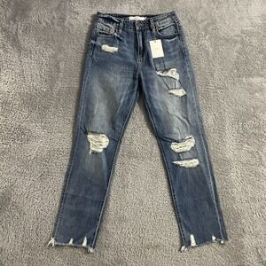 Hidden Jeans Womens Size 26 Tracey High Rise Straight Crop‎ Raw Hem Distressed